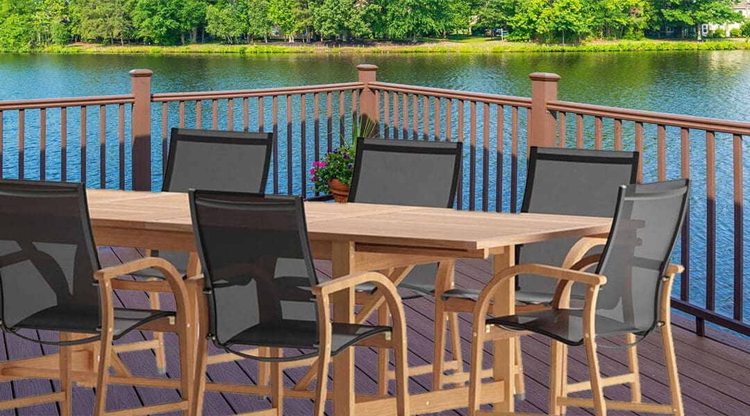 Amazonia Franklin 9-Piece Teak Finish Extendable Patio Dining Set