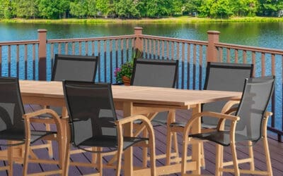 Amazonia Franklin 9-Piece Teak Finish Extendable Patio Dining Set