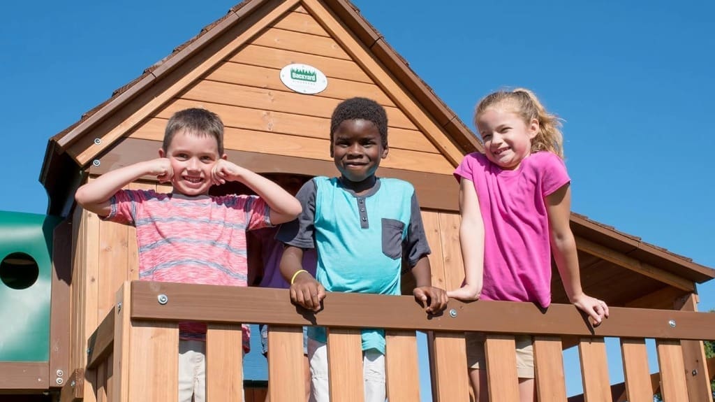 Backyard Discovery Woodridge Elite Playset Playground - Fun with Friends