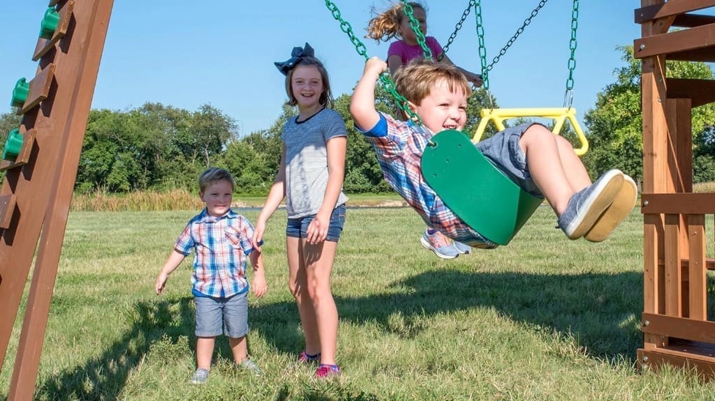 Backyard Discovery Woodridge Elite Playset Playground with Swing Set Fun