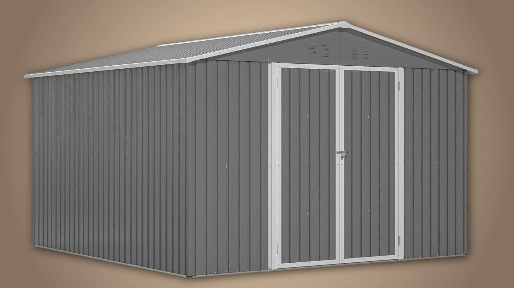 YOPTO 10x10 Metal Outdoor Storage Shed - Aluminum Waterproof Lawn Tool Shed