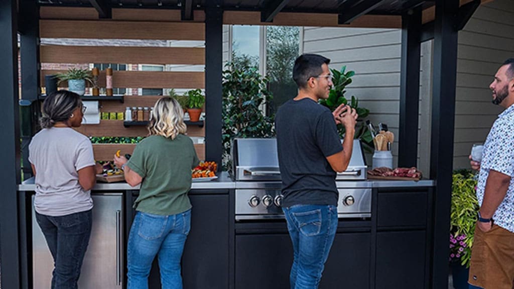 Backyard Discovery Fusion Flame Turn-Key Outdoor Kitchen with Stainless Steel 5-burner Grill Island for Your Patio Gatherings