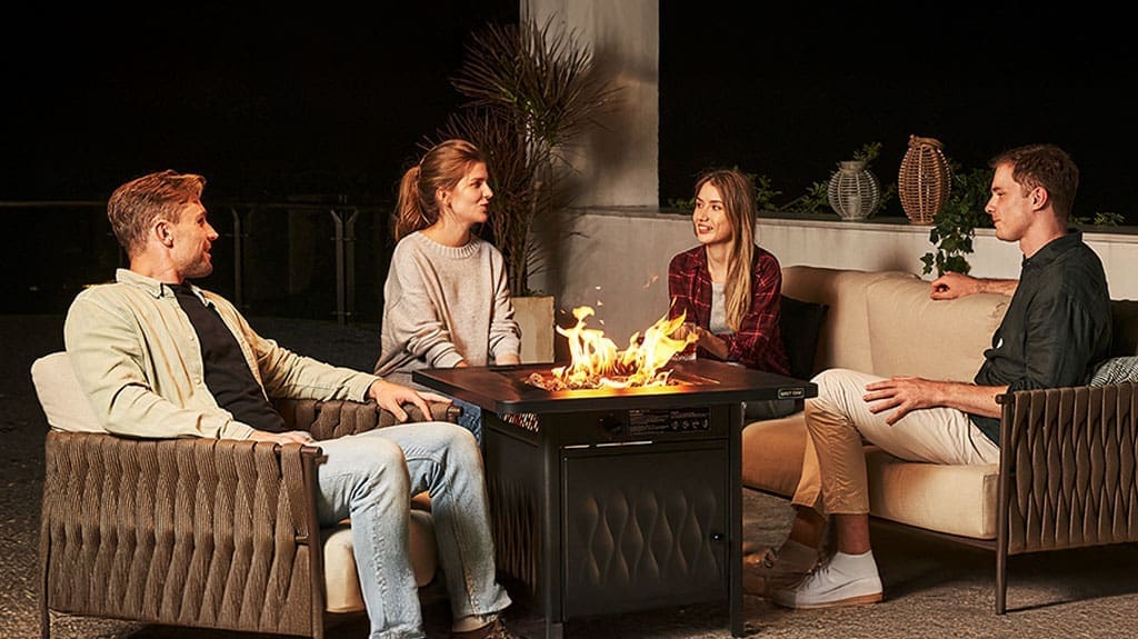 EAST OAK 32'' Propane Fire Pit Table for Outside Gatherings on the Patio or Deck