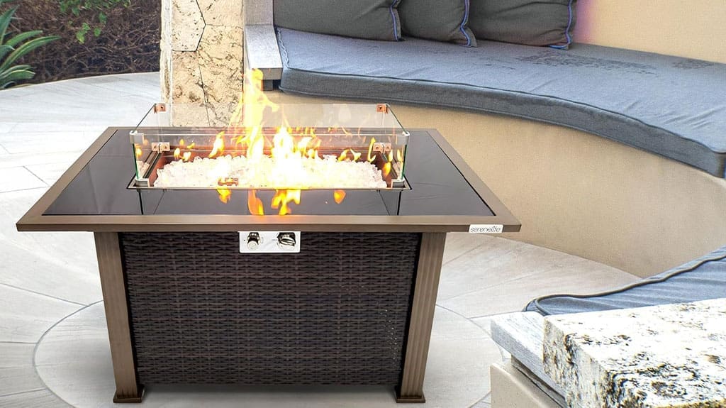 SereneLife Outdoor Propane Fire Pit Table