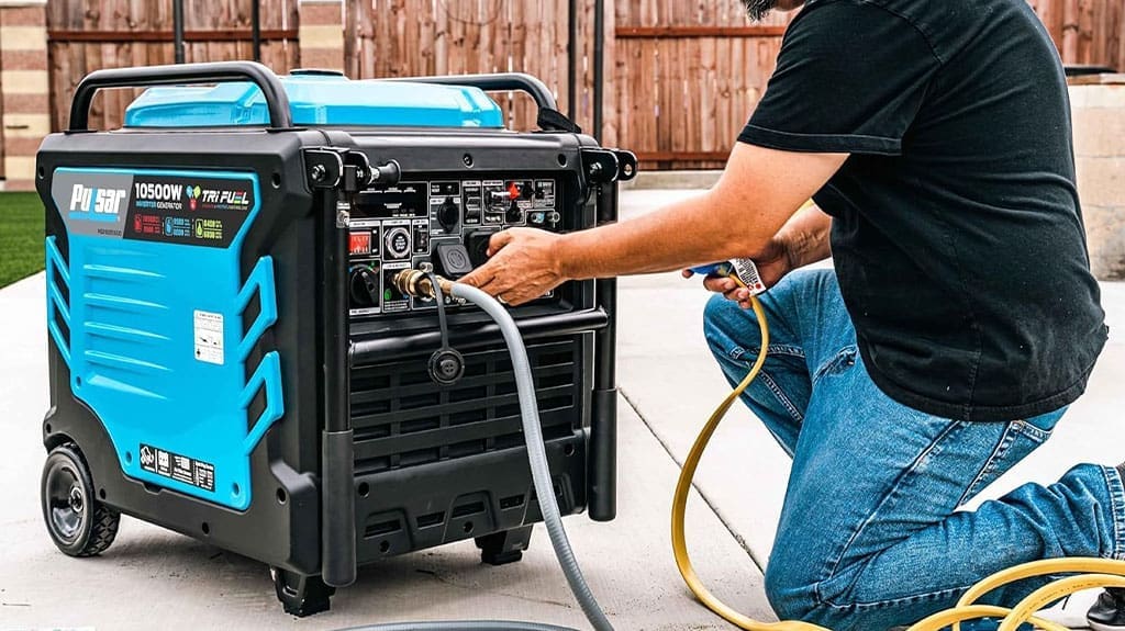 Pulsar 10500-Watt Tri-Fuel Portable 50A Generator with Remote Starting