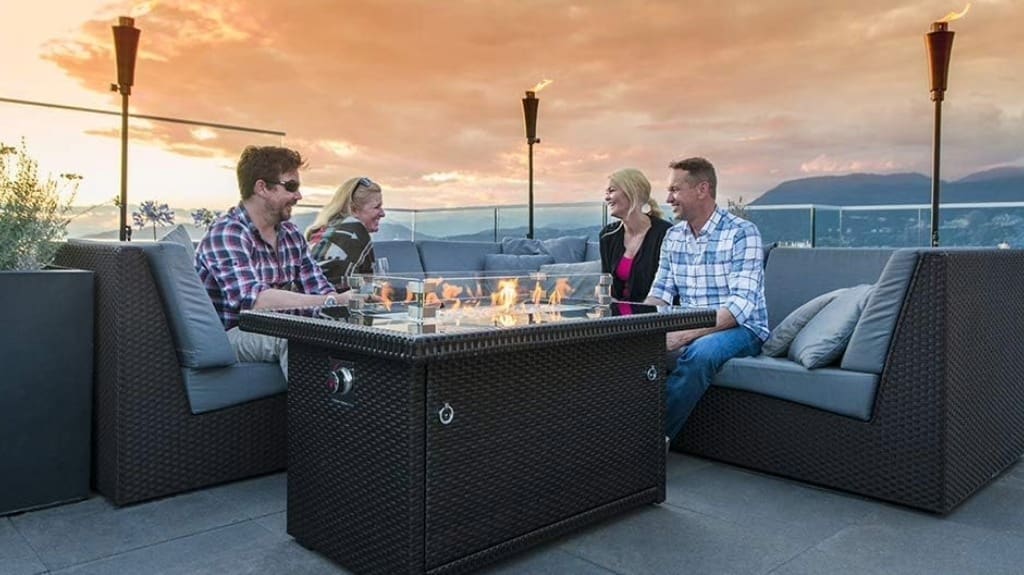 Outland Living Series 403 Patio Fire Table - Outdoor Propane Fire Pit Table - Espresso Brown