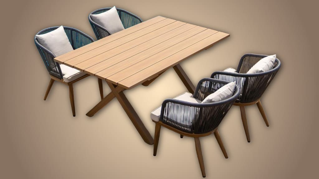 PURPLE LEAF 5-Piece Patio Dining Set - Wicker Outdoor Furniture with Rectangular Table & Chairs for Your Patio or Deck