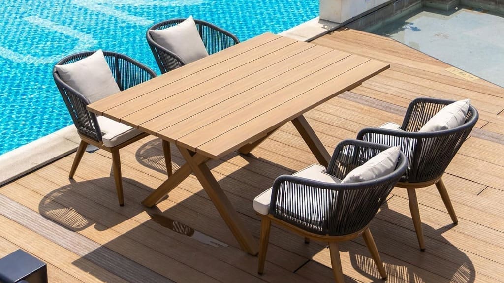 PURPLE LEAF 5-Piece Patio Dining Set - Wicker Outdoor Furniture with Rectangular Table & Chairs for Your Patio