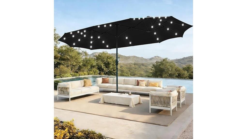 13ft solar lit double sided umbrella