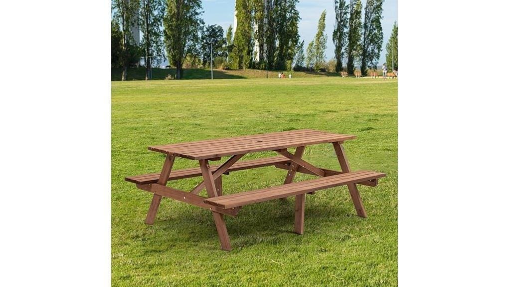 8 person outdoor wooden picnic table