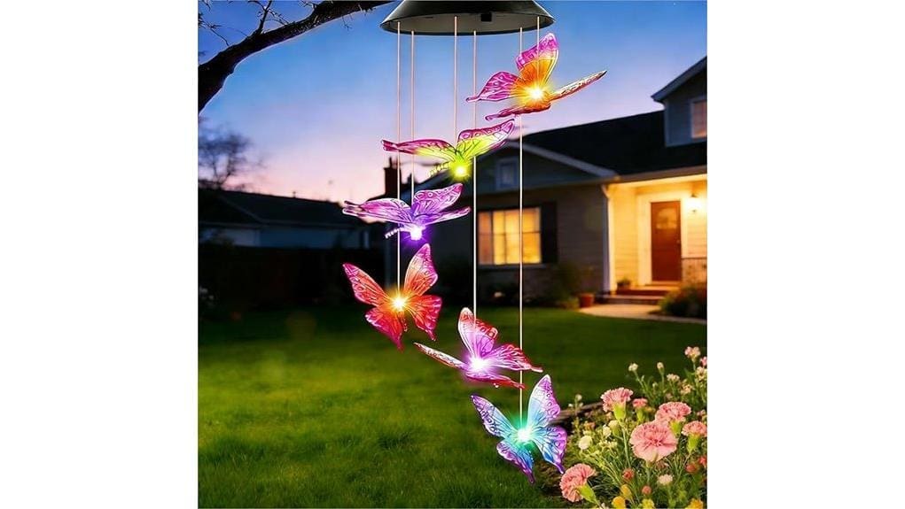 decorative solar butterfly wind chimes