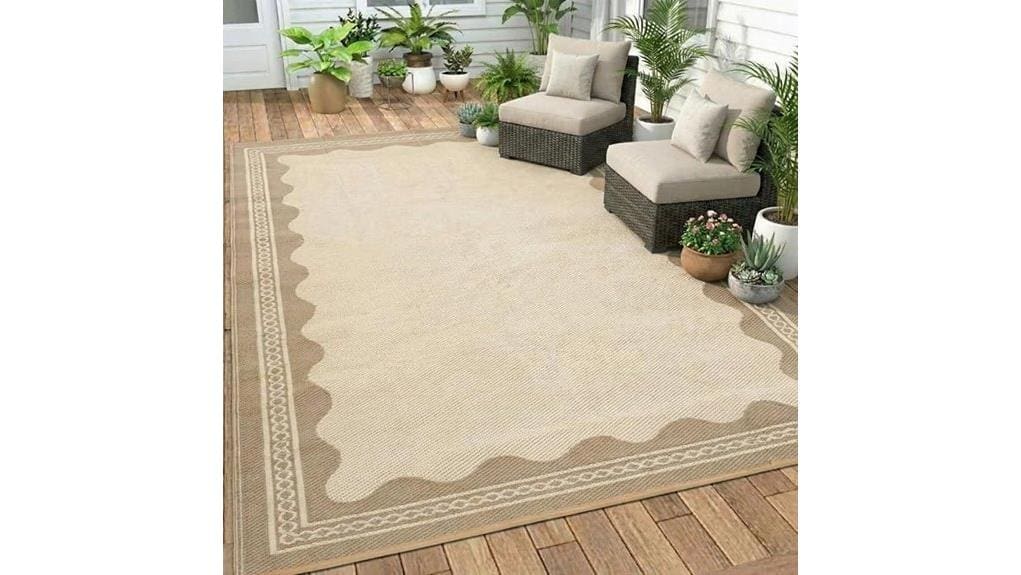 durable scalloped outdoor rug