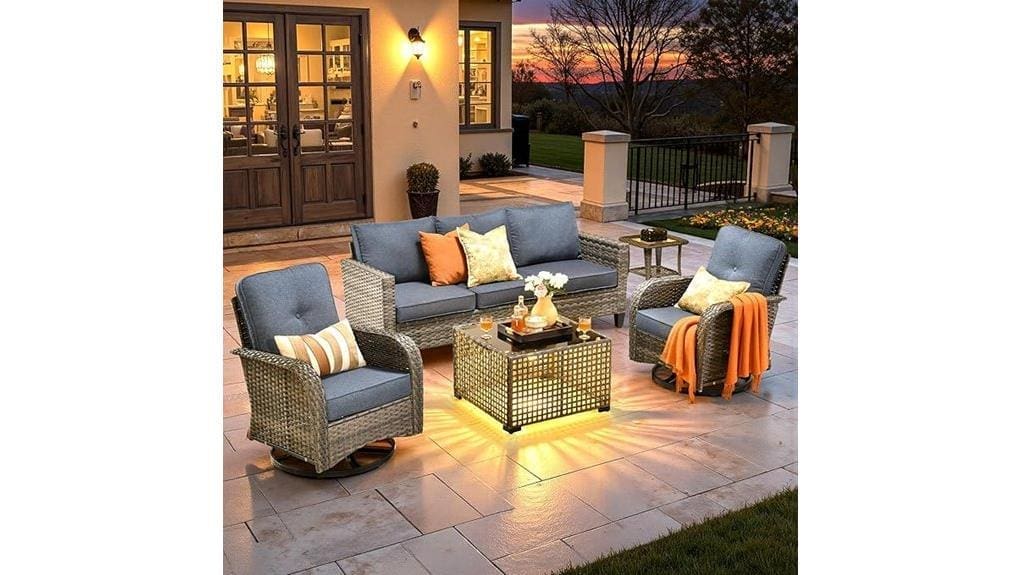 five piece outdoor rattan set
