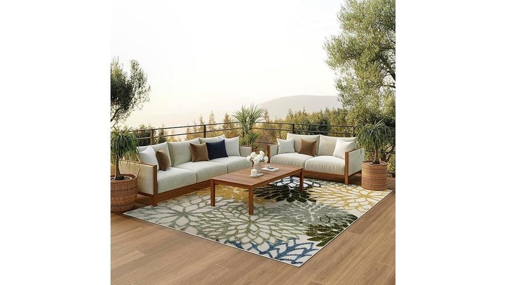 green multicolor outdoor rug