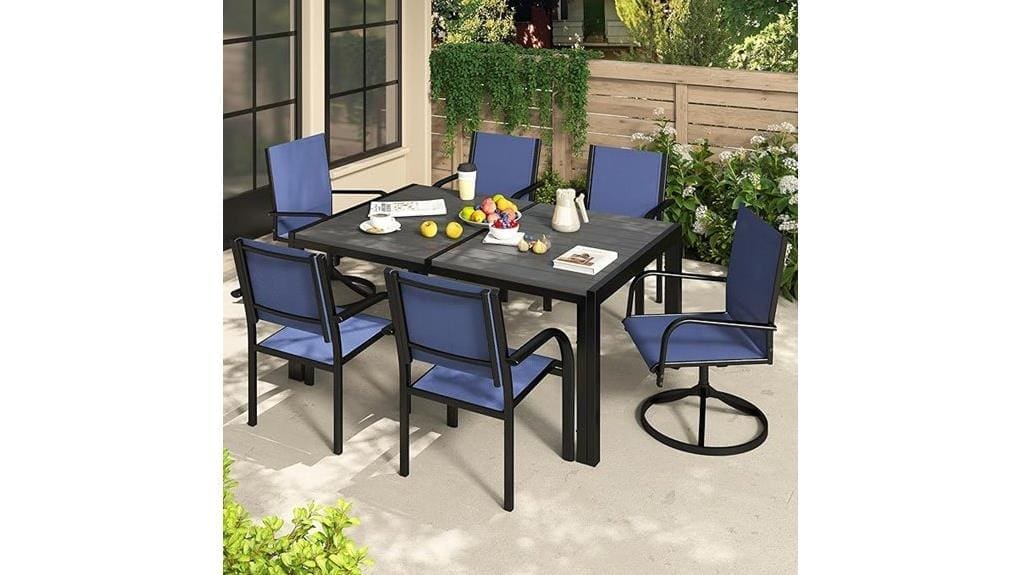 navy blue six person patio set