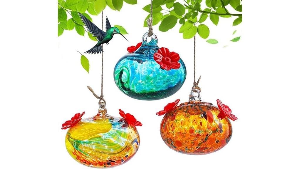 set of three glass feeders set of three glass feeders