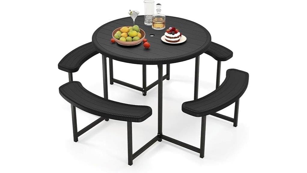 spacious outdoor wooden picnic table
