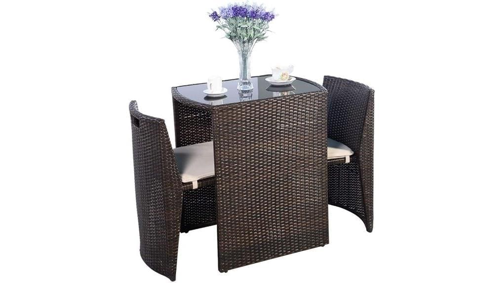 three piece cushioned wicker set