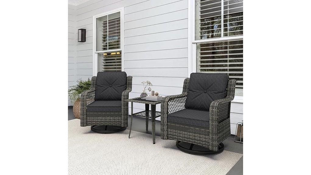three piece swivel patio set