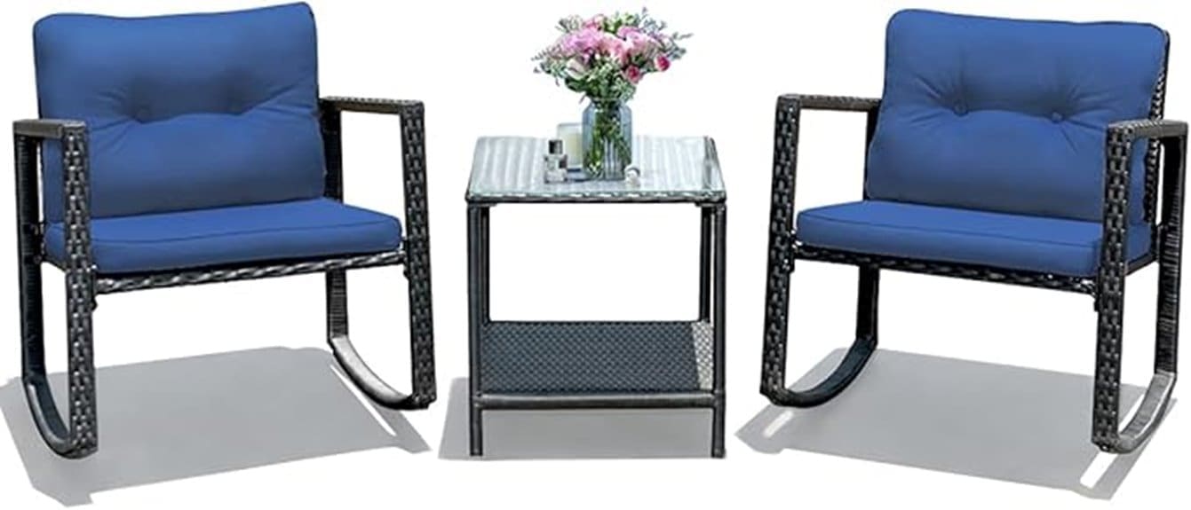 three piece wicker rocking bistro