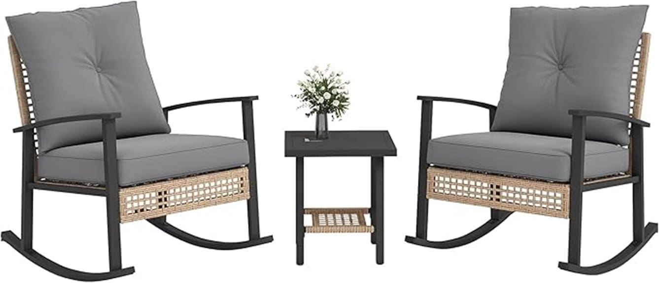 three piece wicker rocking set
