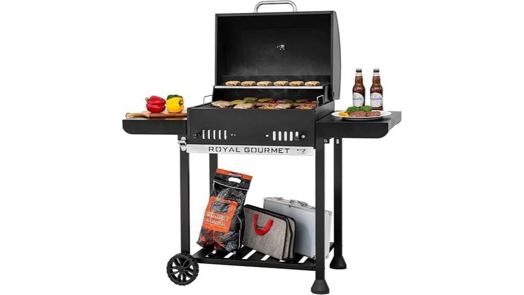 24 inch charcoal grill with foldable side tables