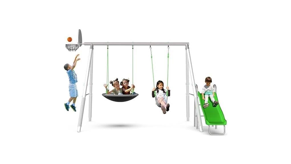 backyard basketball and swing