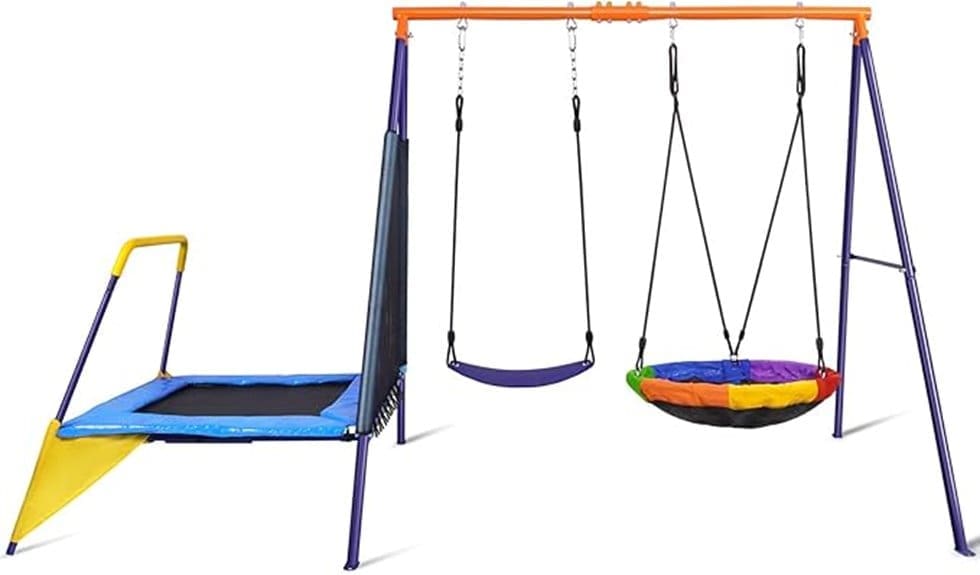 backyard swing set with trampoline