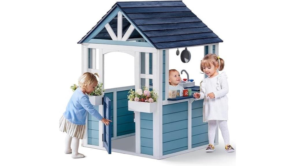 blue wooden children s playhouse