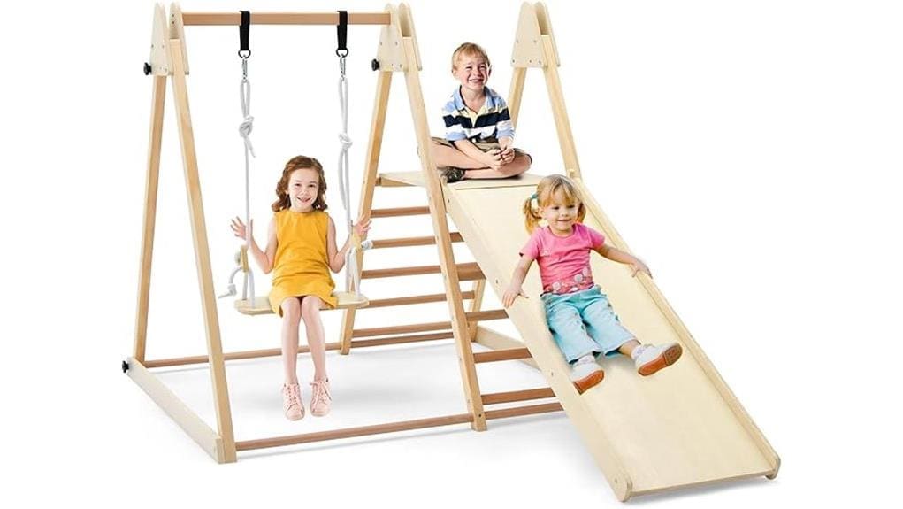 colorful sturdy wooden playset