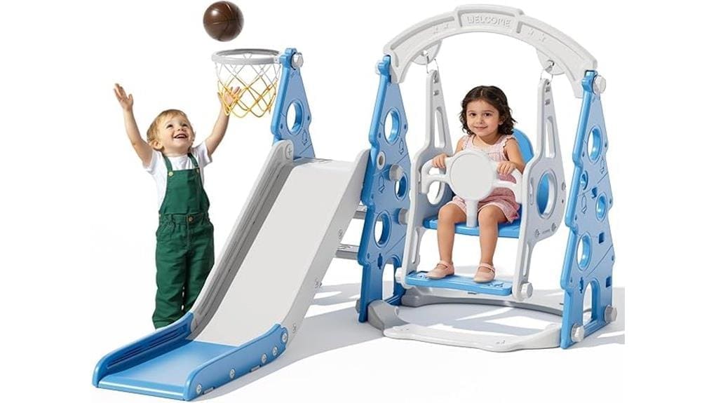 compact backyard playset with swing