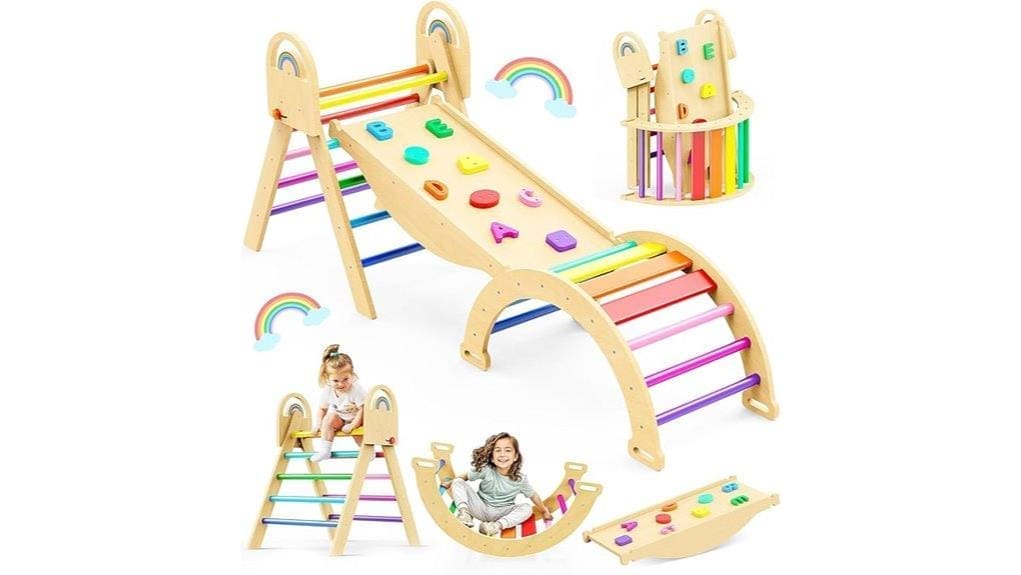 compact sturdy wooden climbing set