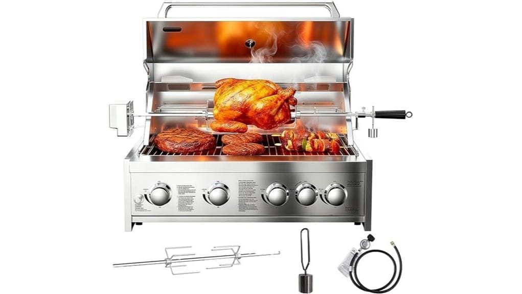 five burner built in gas grill