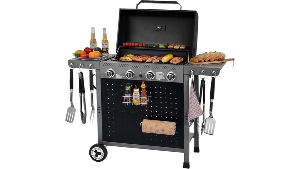 four burner stainless steel grill