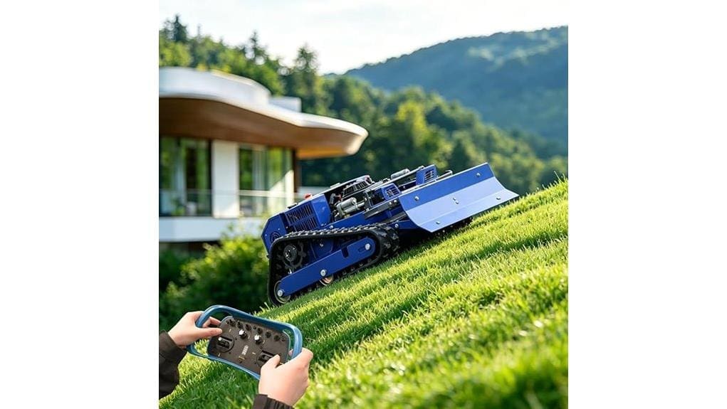 remote controlled mower with plow
