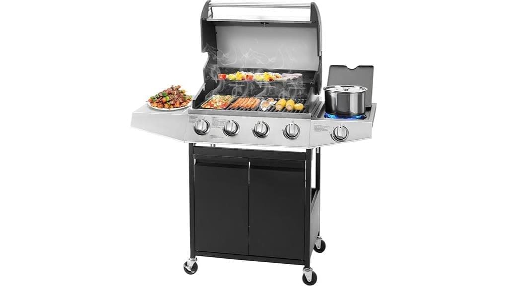 spacious four burner propane grill