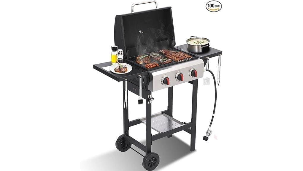 three burner cast iron grill