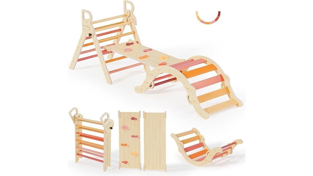 versatile wooden climbing playset