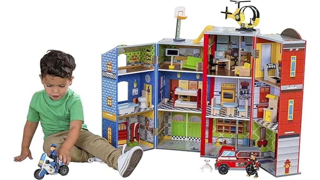 wooden emergency vehicle playset